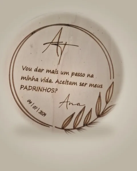 Convite de padrinhos em madeira